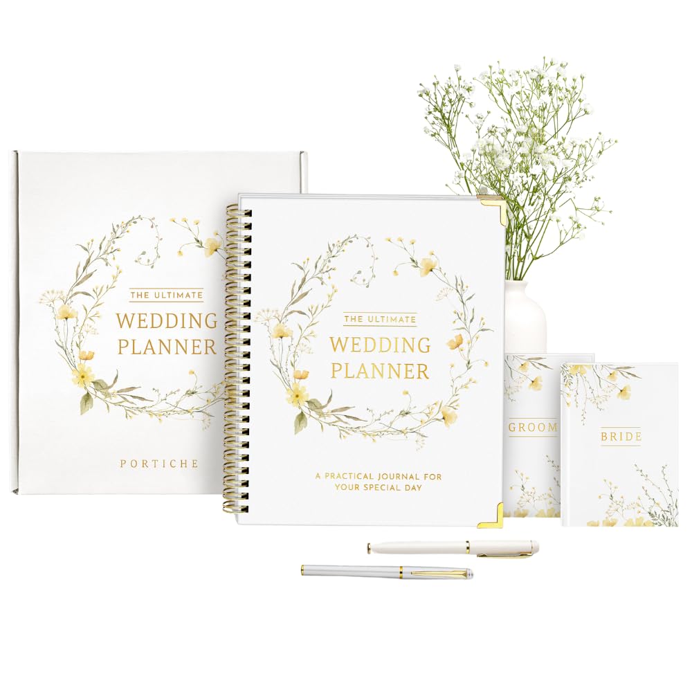 All-In-One Wedding Planner Book | Wedding Planning Organizer, Bridal Planner & Vow Books Set | Wedding Countdown Calendar | Bride Planner | Wedding Gift