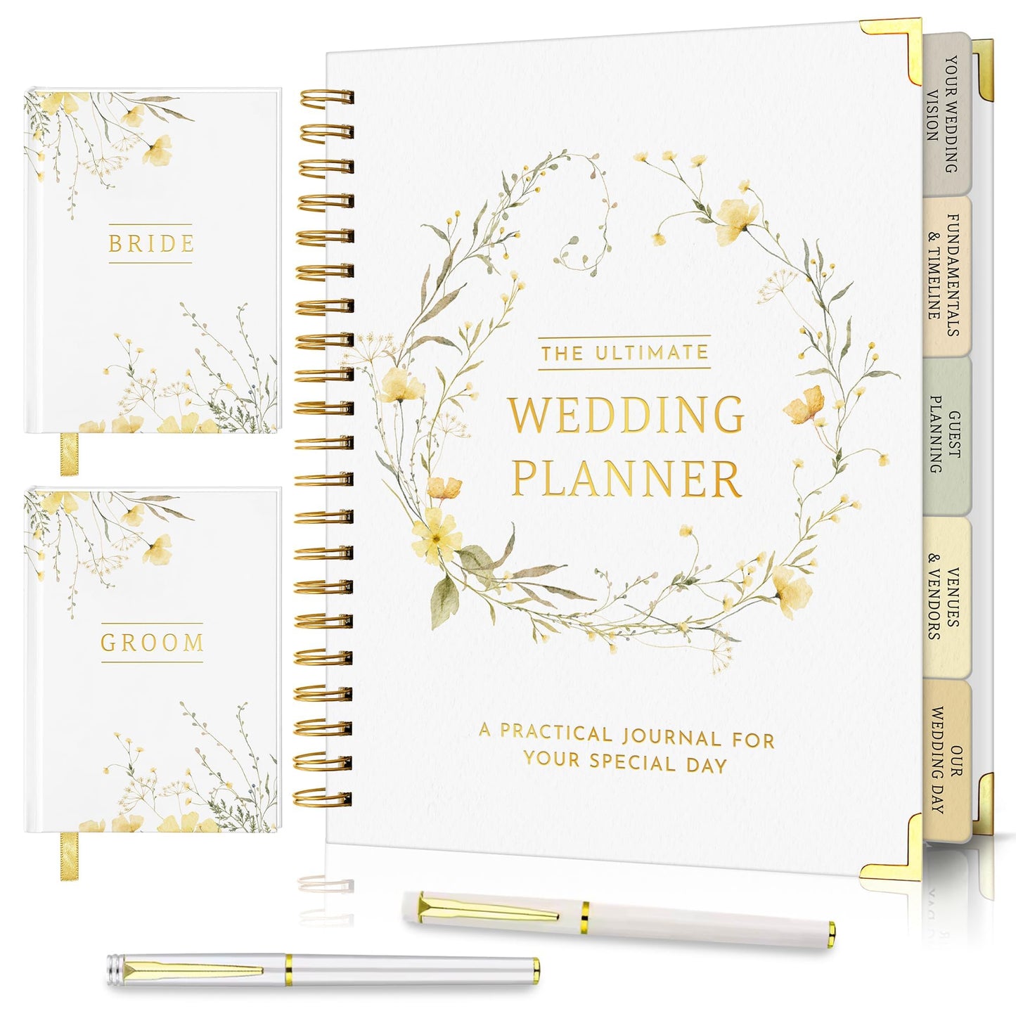 All-In-One Wedding Planner Book | Wedding Planning Organizer, Bridal Planner & Vow Books Set | Wedding Countdown Calendar | Bride Planner | Wedding Gift