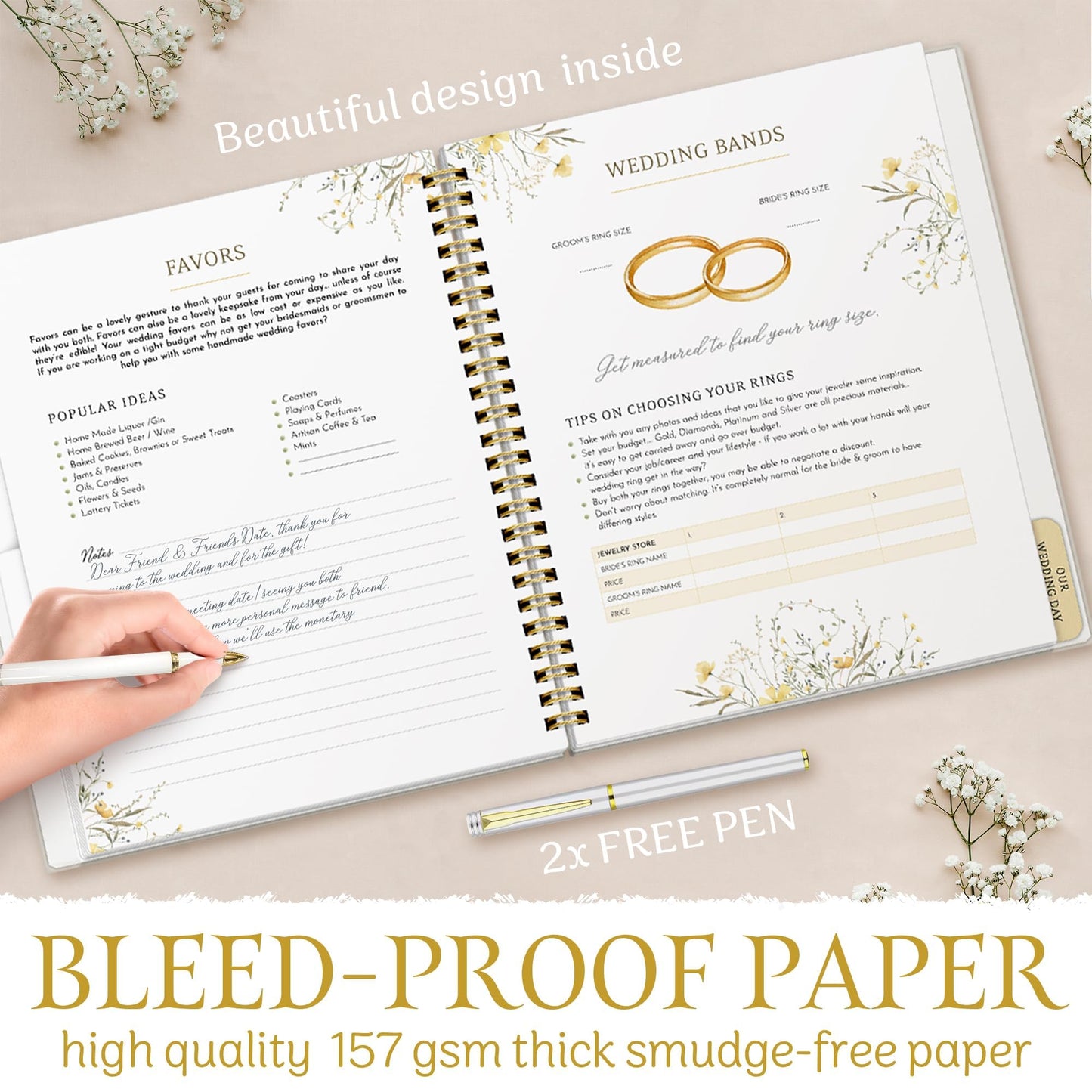 All-In-One Wedding Planner Book | Wedding Planning Organizer, Bridal Planner & Vow Books Set | Wedding Countdown Calendar | Bride Planner | Wedding Gift